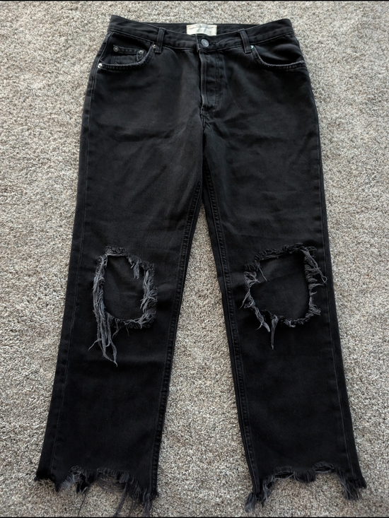 Free People Pants - Free People We The Free Maggie Distressed Straight Jeans Faded Black 27